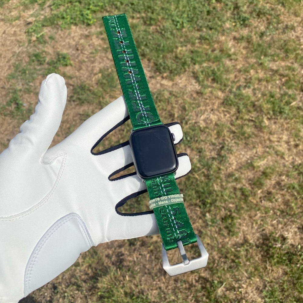 Off-White Mini Industrial Belt Green Apple Watch Strap/Band Classic Buc…